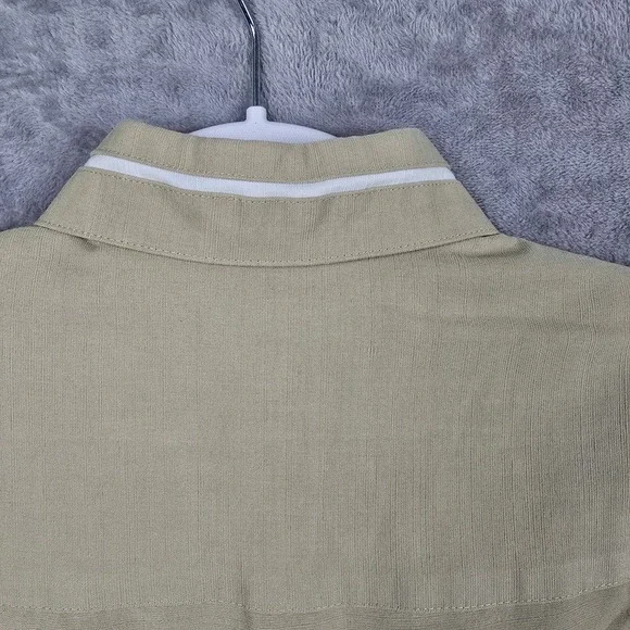 Cubavera Mens Tan Short Sleeve Button Down Camp Shirt Piping Size S RN37763 - Picture 4 of 11